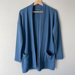 Free Fly Women's Thermal Fleece Cardigan Size L Heron Blue Bamboo Open Front